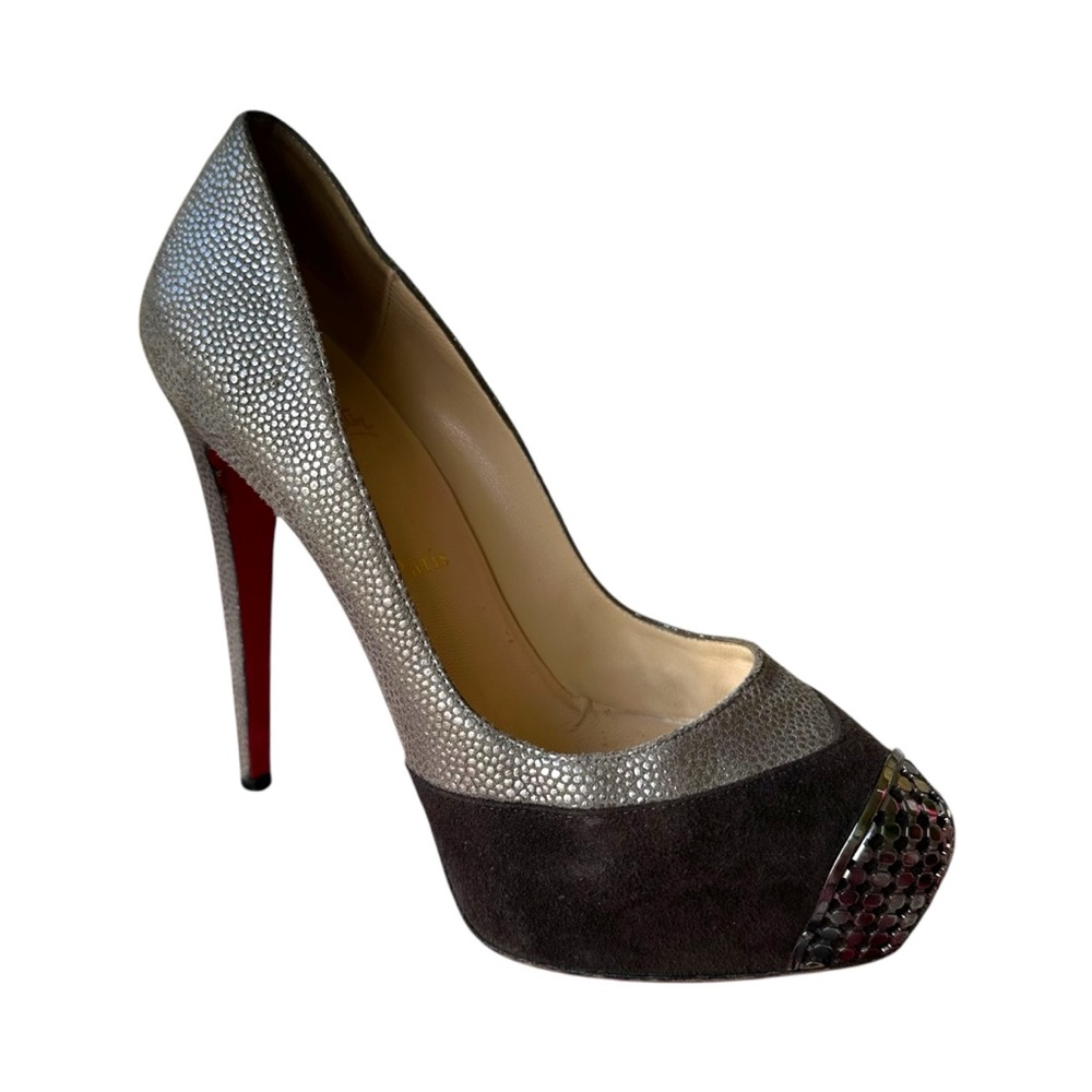 Christian Louboutin Maggie 140 Suede Royal/Baseball Stilettos 39 (EU)